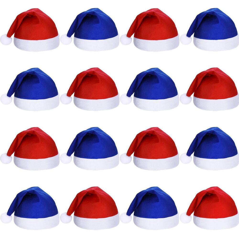 3596 16 Pieces Christmas Hat Bulk Santa Claus Xmas Santa Non Woven Fabric